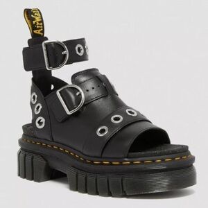 Dr. Martens Black Platform Sandals with Silver Accents